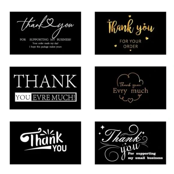 50 Thank You Multi 6 Designs Insert Cards - Picture 1 of 7